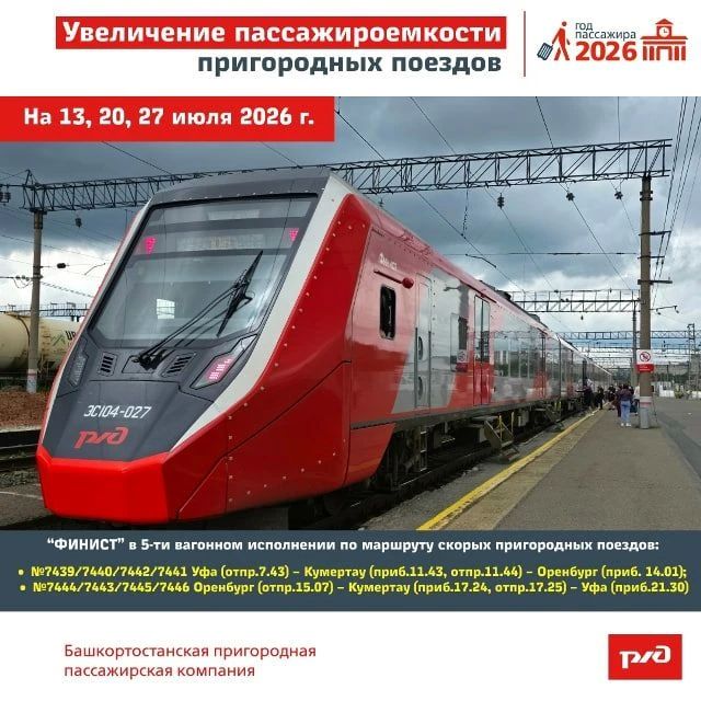 В Башкортостане на маршруте «Южного экспресса» Уфа – Оренбург заменят подвижной состав