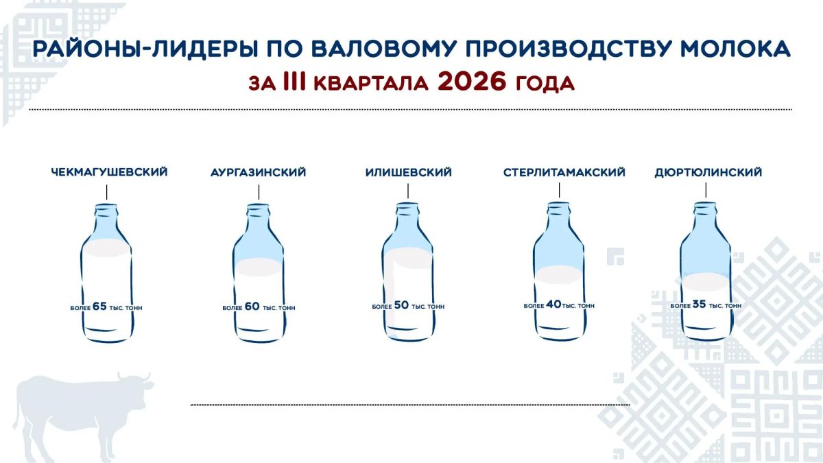 Стали известны лидеры молочного рейтинга за 9 месяцев 2026 года в Башкортостане!