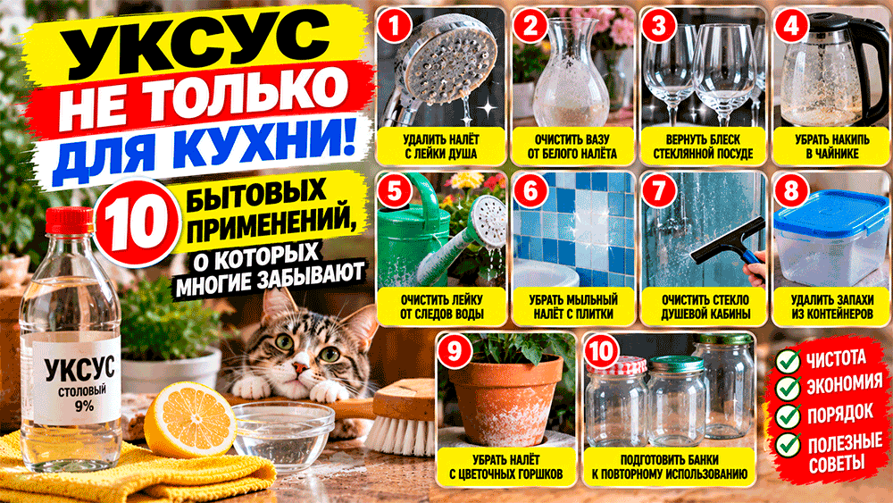 Уксус не только для салата: 10 способов применить его в быту — и где он опасен